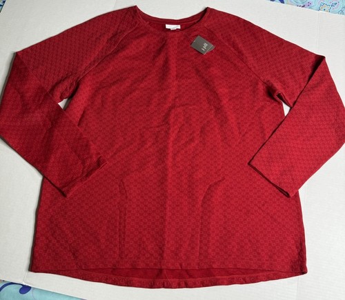 NWT J. Jill XLT Tall Perfect Red Soft textured fabric Long Sleeve Top