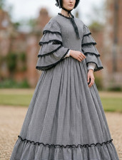 Victorian Dickens Plaid Dress Civil War 1850s 1860s Frontier Women Theater 260