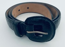 WCM New York Women's Black Croc Print Leather Belt Size S Made In USA