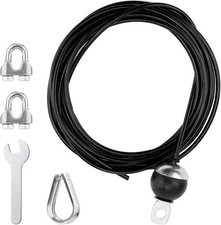 196in Fitness Pulley Cable, Adjustable Home Gym Replacement Medium, black