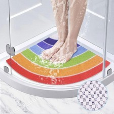 Corner Shower Mat Non Slip Anti Mould Quick Dry Rainbow Bath Mat 70x70cm