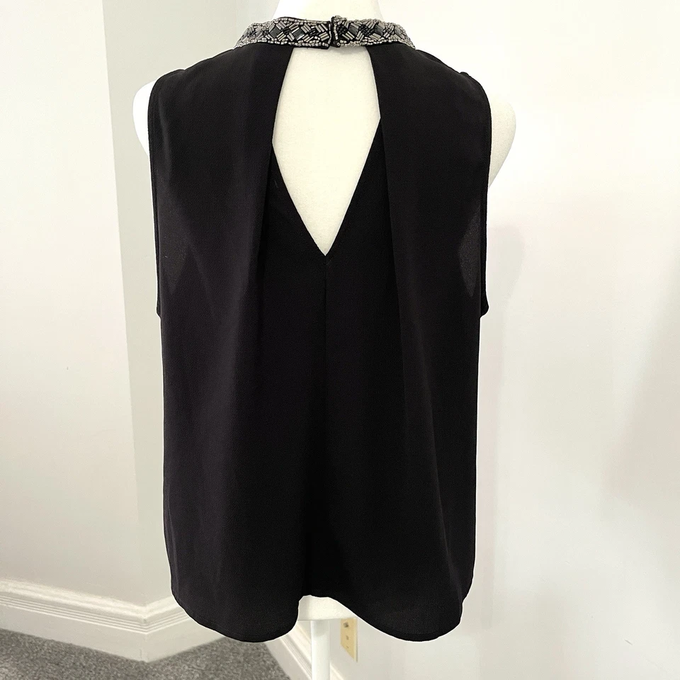 ASTR Top Womens Size Large Embellished Black Sleeveless Keyhole Back Blouse - Image 3 of 4