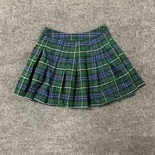 Forever 21 Skirt Womens Size S Green Blue Plaid Pleated Mini Preppy Schoolgirl
