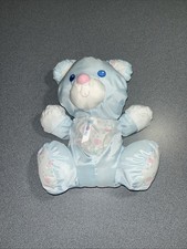 Puffalump Blue Teddy Bear Rattle VINTAGE Fisher-Price 1994 Hearts lace 9 Inch