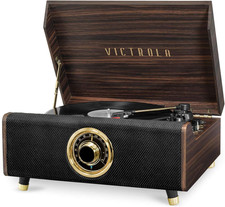 Highland 4-In-1 Bluetooth Record Player with Speakers   3-Speed Vinyl Record Pla