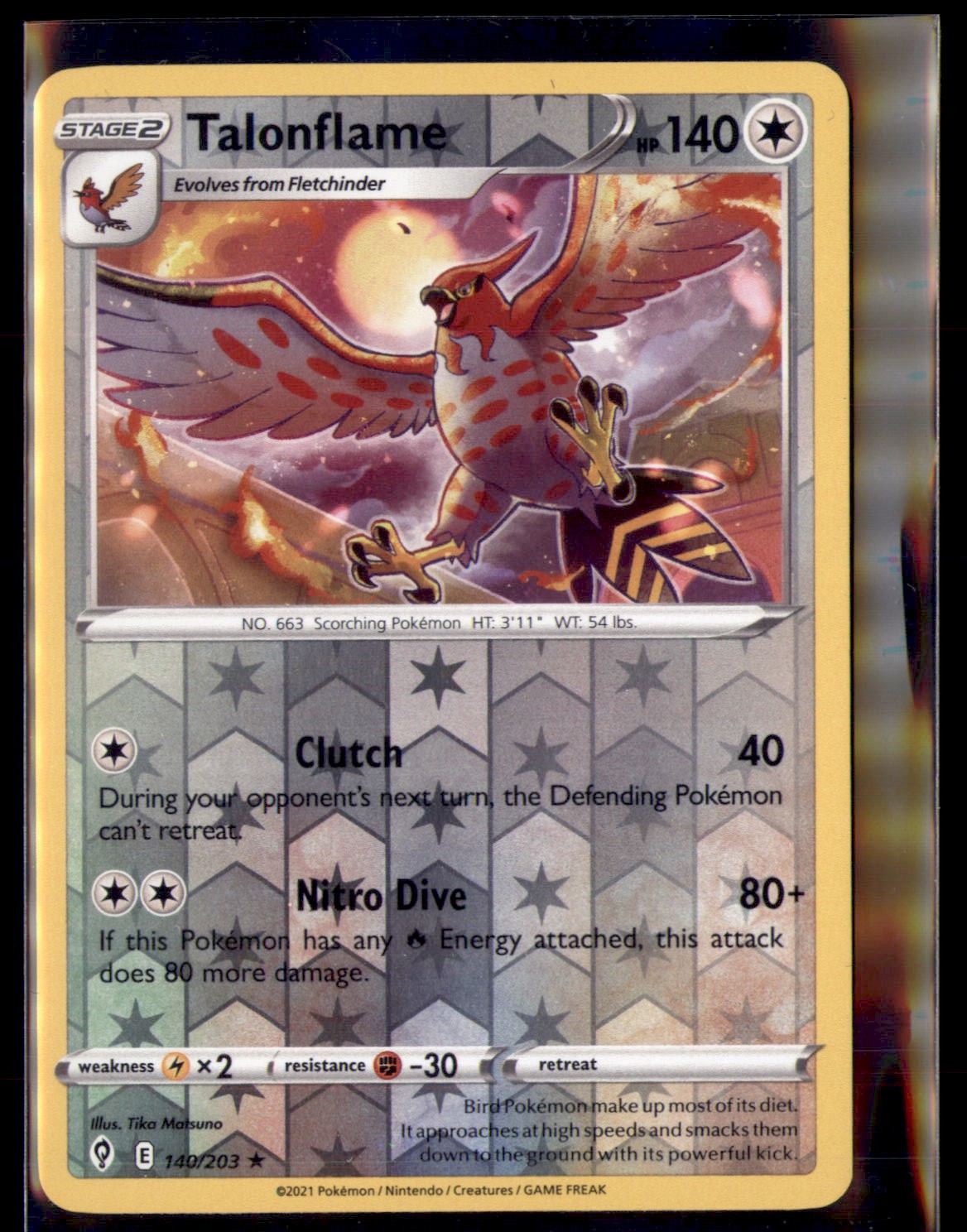 Pokemon Talonflame 140/203 Evolving Skies 3 card lot Reverse Holo 3 card lot