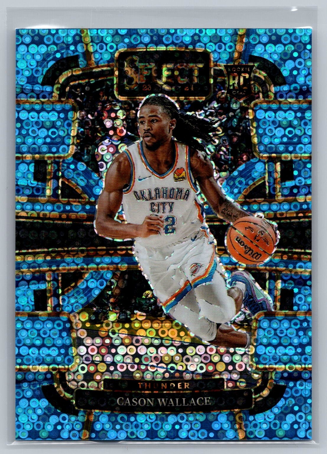 Cason Wallace 2023-24 Panini Select #88 Light Blue Disco Prizm RC /99 Thunder