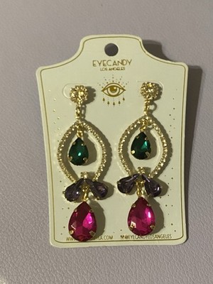 Eye Candy Los Angeles Nina Pink Drop Earrings