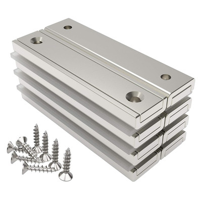 Packung Mit 8 Starken Rechteckigen Neodym-Magneten, 30 Kg, 60 X 13,5 X 5 Mm