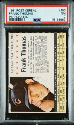 1961 Post Cereal Frank Thomas #193 Perforated PSA 7 NEW GRADE STUNNER LOW POP