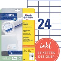 1 Bis 20X Avery Zweckform Universal-Etiketten, 70 X 36 Mm, Weiß Spare Bis Zu 42%