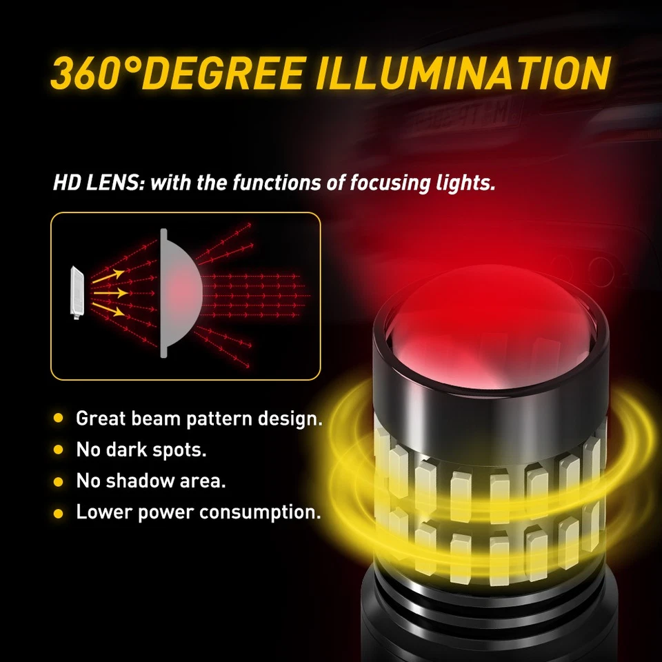 2X 3157 AUXITO LED 4157 Rojo Estroboscópico Trasero Intermitente Freno Parking Bombillas Luz Foto 4 de 4