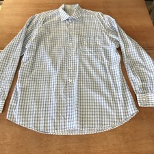 Ermenegildo Zegna Dress Shirt Men 43/17 Blue Plaid Button Up Long Sleeve