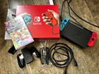 Nintendo Switch Console Bundle Neon Red/Blue Joy-Con Dock Cables Mario Kart 8