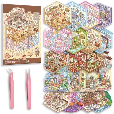 20 Sets DIY 3D Sticker Scene Collection Book for Kids Adults Cute Make A Set 