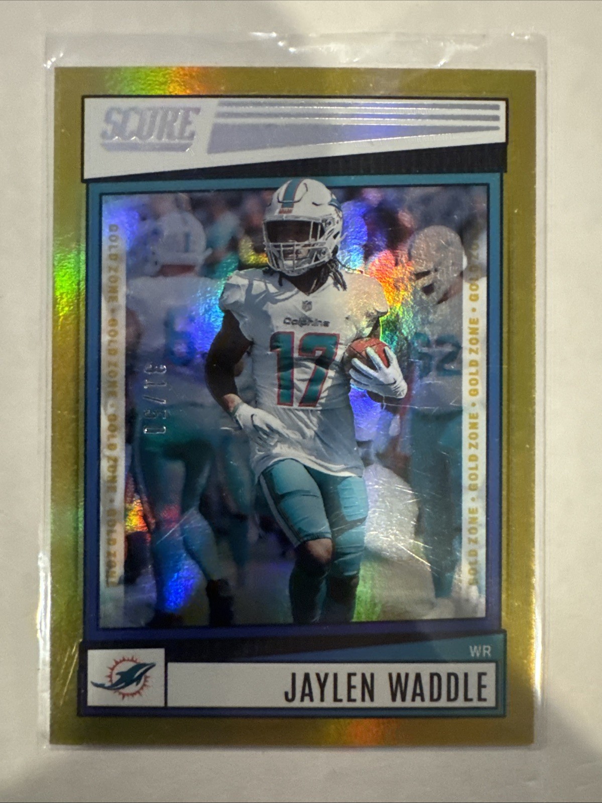 2022 Score - Jaylen Waddle #272 Gold Zone /50