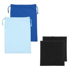 Ski Goggle Bag, Microfiber Bag with Cleaning Cloth 2 Pcs Blue/Light Blue