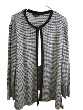 Misook XL Jacket White/ Black/ Teal Worn Once Metallic Detail on Trim