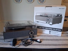 7-in-1 Retro Record Player Bluetooth Turntable with Built-in Stereo Speakers