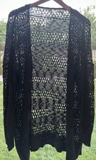 Women s Black Long Sleeve Open Front Cardigan -Medium- Fits MANY Sizes