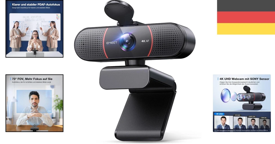 C960 4K UHD Webcam mit Dual Mikrofon und Lichtkorrektur für optimalen Streaming - Bild 2 von 4