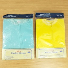 Vtg Baby Infant Blanket Sleeper Lot of 2 Size 12M Allura Footed Zip Blue Yellow