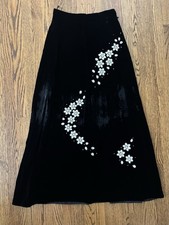 Vintage 1960  s 1970  s Malbe Originals Black Velvet Beaded Maxi Long Skirt 13