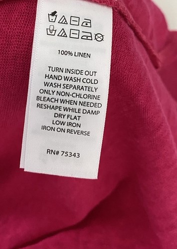 Tahari Women's 100% Linen 1X Pink V-Neck Short Sleeve Tunic Top Hi Low Hem NWT - Picture 6 of 7