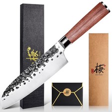 Santoku Knife 7 Inch,High Carbon Steel Ultra Sharp Asian Chef Knife with Braz...
