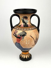 Vaso Greco Anfora Ceramica Figure Nere Dipinto Mano