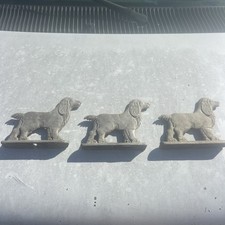 3 Vintage 1950’s Cyclone Fence Cast Alum. Cocker Spaniel Dog Gate Fence Topper