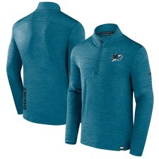 San Jose Sharks Fanatics Authentic Pro Lightweight Quarter-Zip Pullover Teal MED