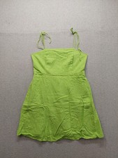 Old Navy Women Fit & Flare Dress L Green Sleeveless Square Neck Straps Cocktail