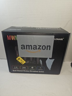 4-Channel Wireless Microphone System, UHF Compact Cordless Mic Set w/ 4x10 