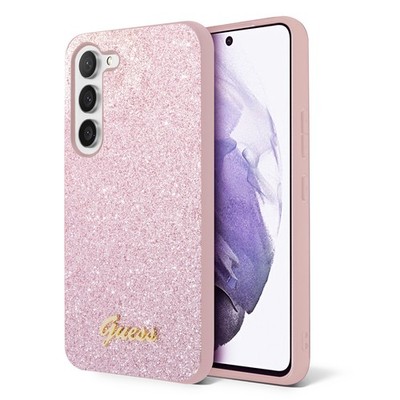 Guess Hülle für Samsung Galaxy S23 Hülle Rosa hard case Glitter Script