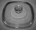 Vintage Big Knob Clear Pyrex Glass A-9-C 8-inch Square Ribs Lid