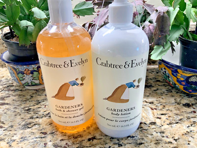 Crabtree & Evelyn Gardeners Scented Body Lotion 16.9 oz & Shower Gel  Set of 2