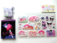 Sanrio Kuromi Bundle Fluffy stickers, notepad, 2  bandble