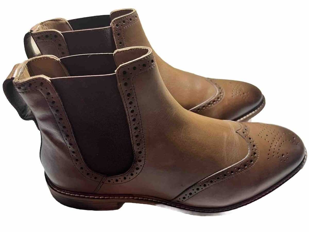 Thomas and Vine Men's Watson Wingtip Chelsea Cognac Leather Boot