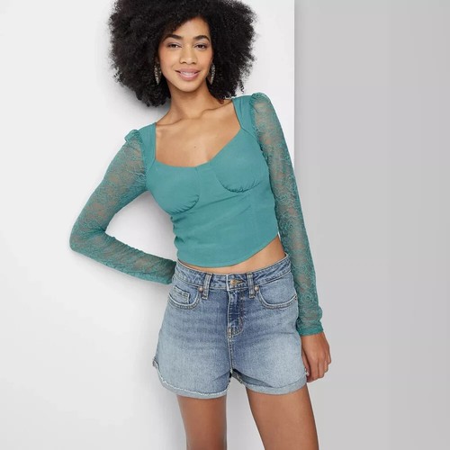 Wild Fable Women's High-Rise Rolled Cuff Jean Shorts Blue Size 2 - Picture 3 of 11