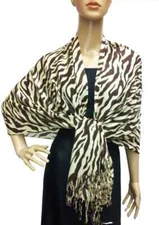 Pashmina Women's Scarf Wrap Shawl Brown Zebra Print 77" X 27" (New)