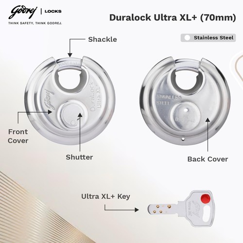 Duralock Ultra XL+ 70mm with SS304 Steel Body Padlock and Ultra XL+ Technology - Picture 2 of 3