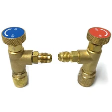 R410 R22 Refrigeration Charging Safety Adapter Ball Valve 1/4" M to 5/16" F