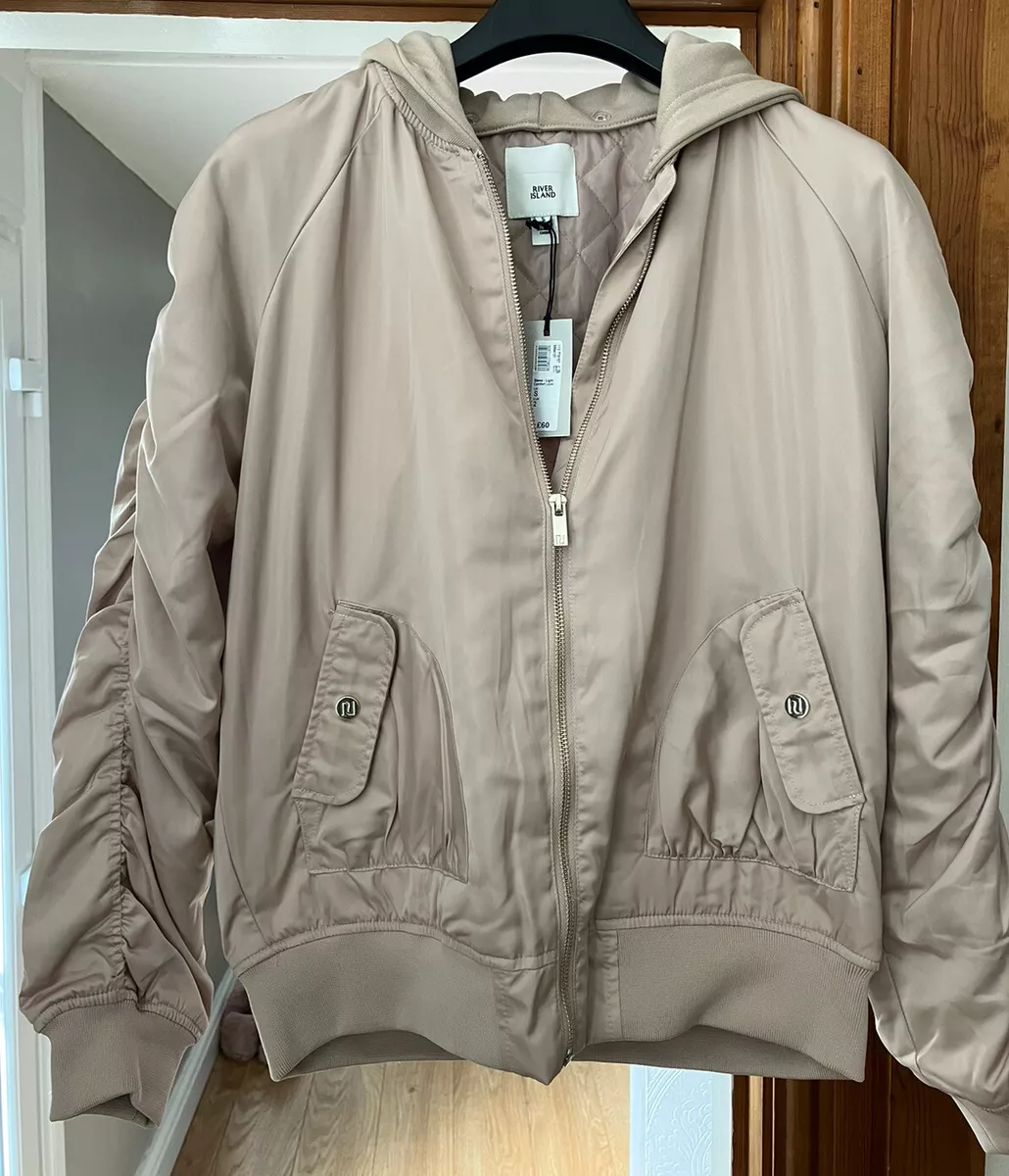 RIVER ISLAND LADIES BRAND NEW BEIGE QUILTED BOMBER JACKET SIZE SMALL