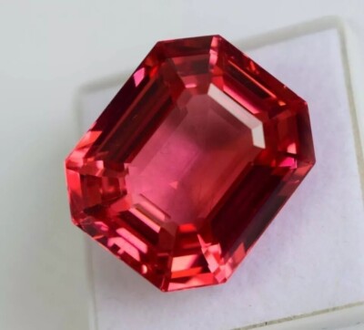 EMERALD CUT CERTIFIED LOOSE GEMSTONE NATURAL PADPARADSCHA SAPPHIRE 50 CT+ BEST