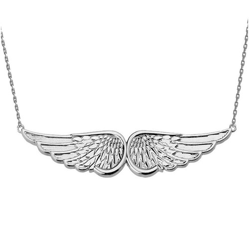 Solid 10k White Gold Angel Wings 