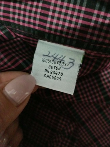 Bugatchi Classic Fit Check Flip Cuff Casual Shirt Men's Size XL Burgundy Top - Picture 8 of 9