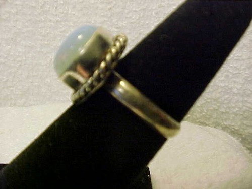Silver Plate Opaline Ring Size 6 - Picture 5 of 7