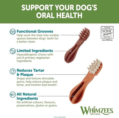 Whimzees Toothbrush Hedgehog Stix Dental Dog Treats Natural Vegetarian XS to XL✅ - Picture 28 of 49