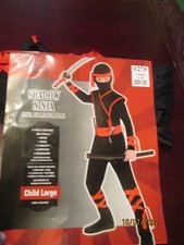6 Piece Shadow Ninja Unisex L 12-14 Costume NEW Fast Ship